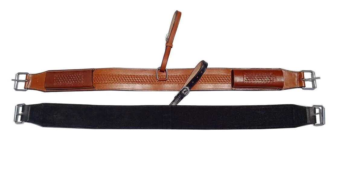 Western Leather Horse Saddle Cinch Saddle Girth Bucking Strap Trail Tack 38" in