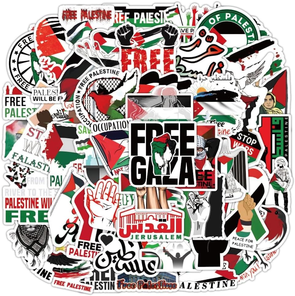 100pcs Free Palestine Stickers Freedom Vinyl for Black