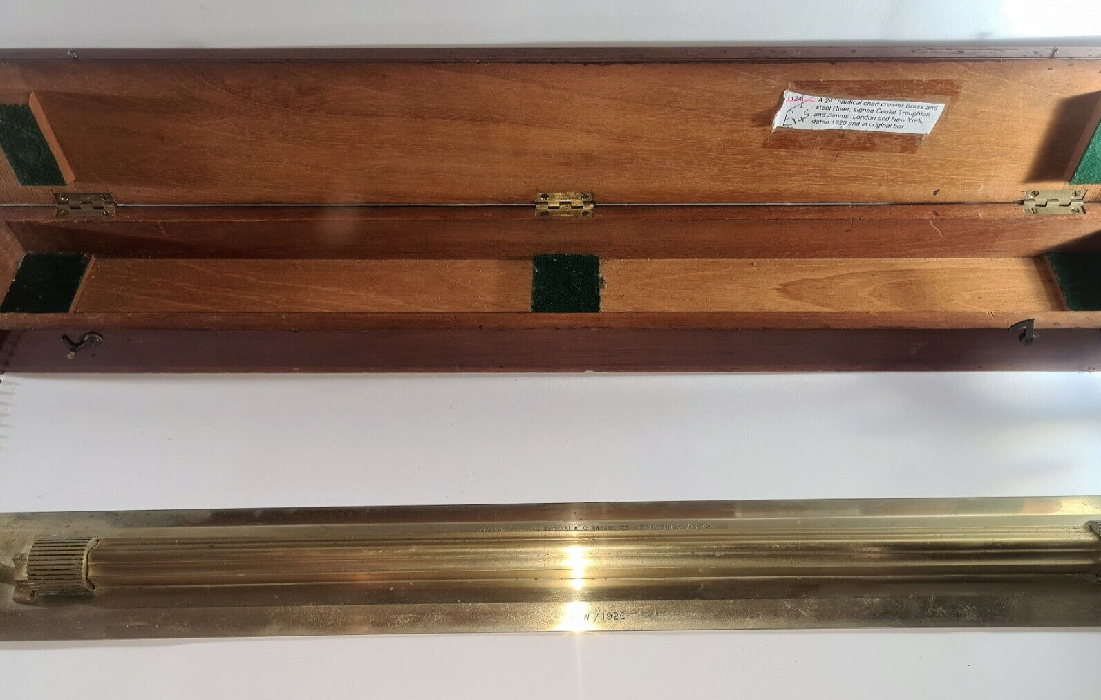 Cooke Troughton & Simms 24" Brass & Steel Nautical Chart Rule 1920 Vintage
