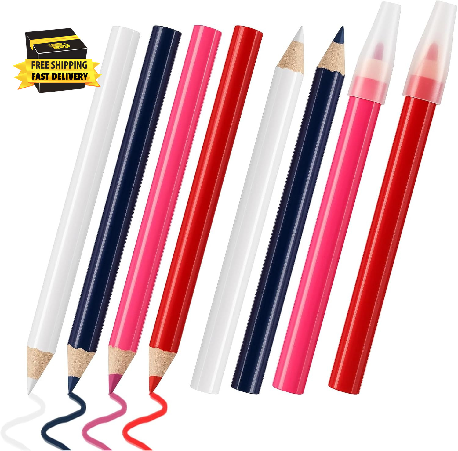 8 PCS Sewing Pencils for Fabric - Washable Fabric Marking Pencils in 4 Colors (W