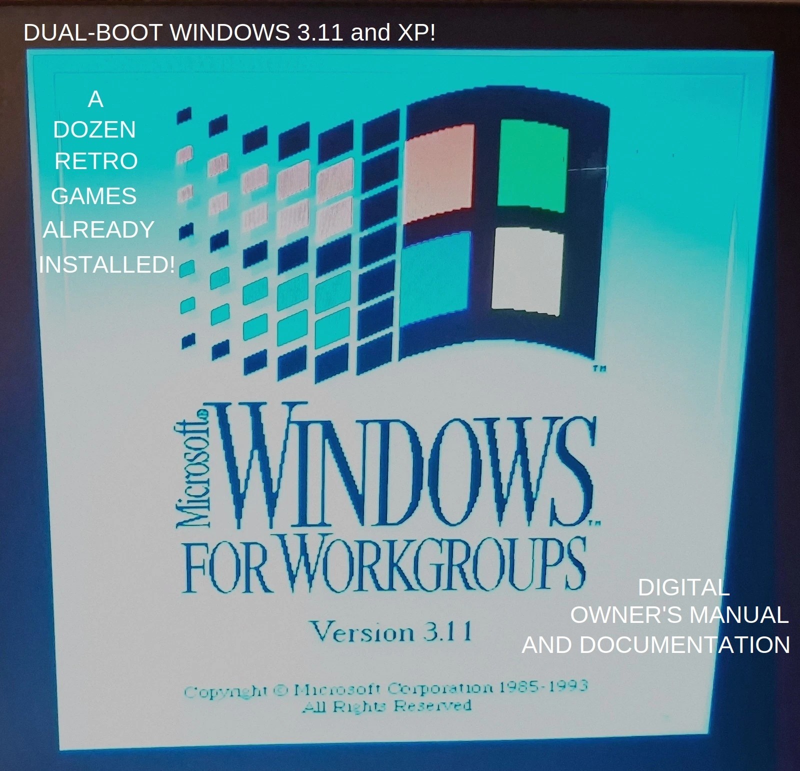 DUAL-BOOT*Win 3.11-DOS/XP*P4 1.8GHz, 2GB RAM, 160GB HDD*RETRO GAMING*SHIPS FREE!