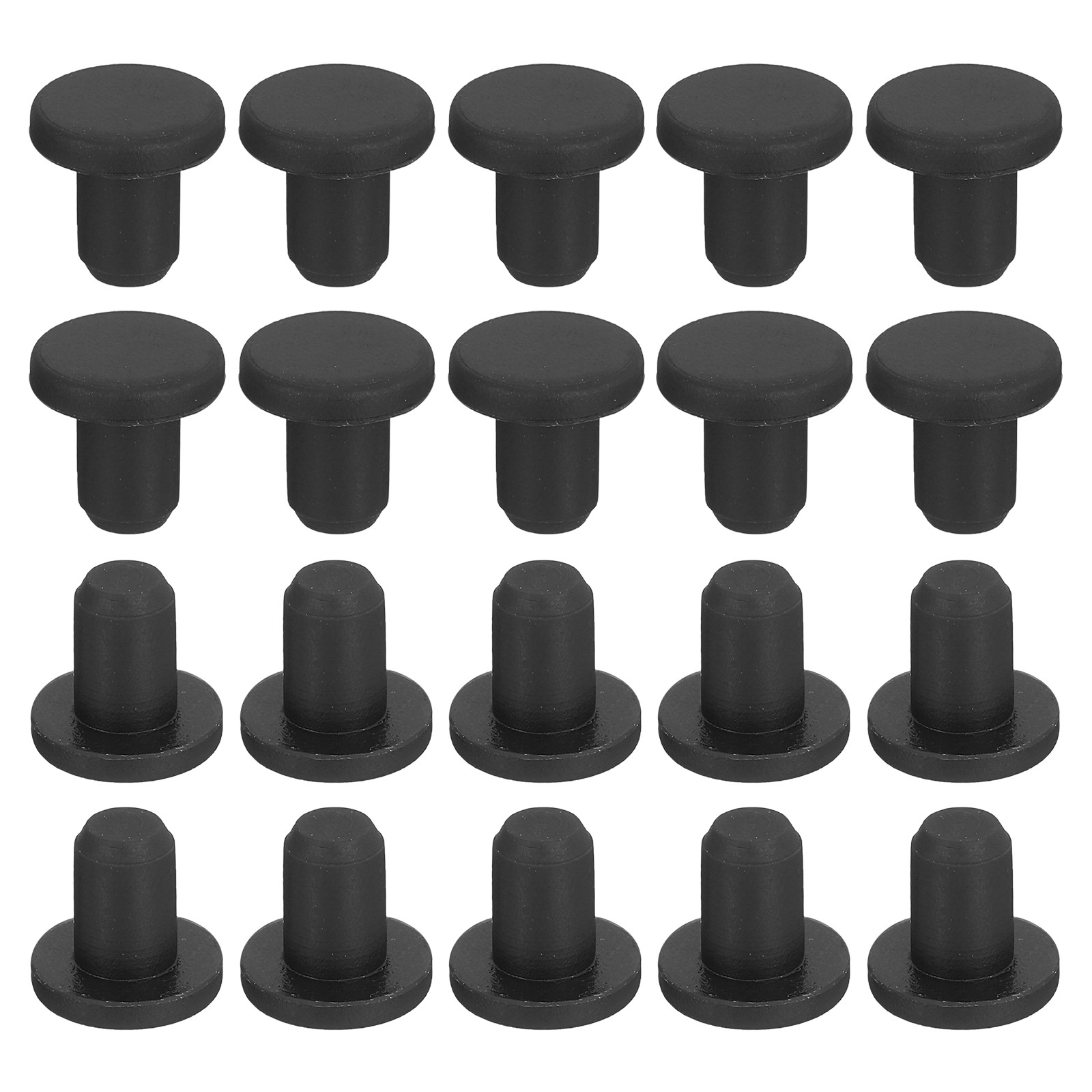 30-Pack Black Rubber Stopper Plugs, 4.8mm Plug Holes for 4.5mm/0.18-0.18" Hole