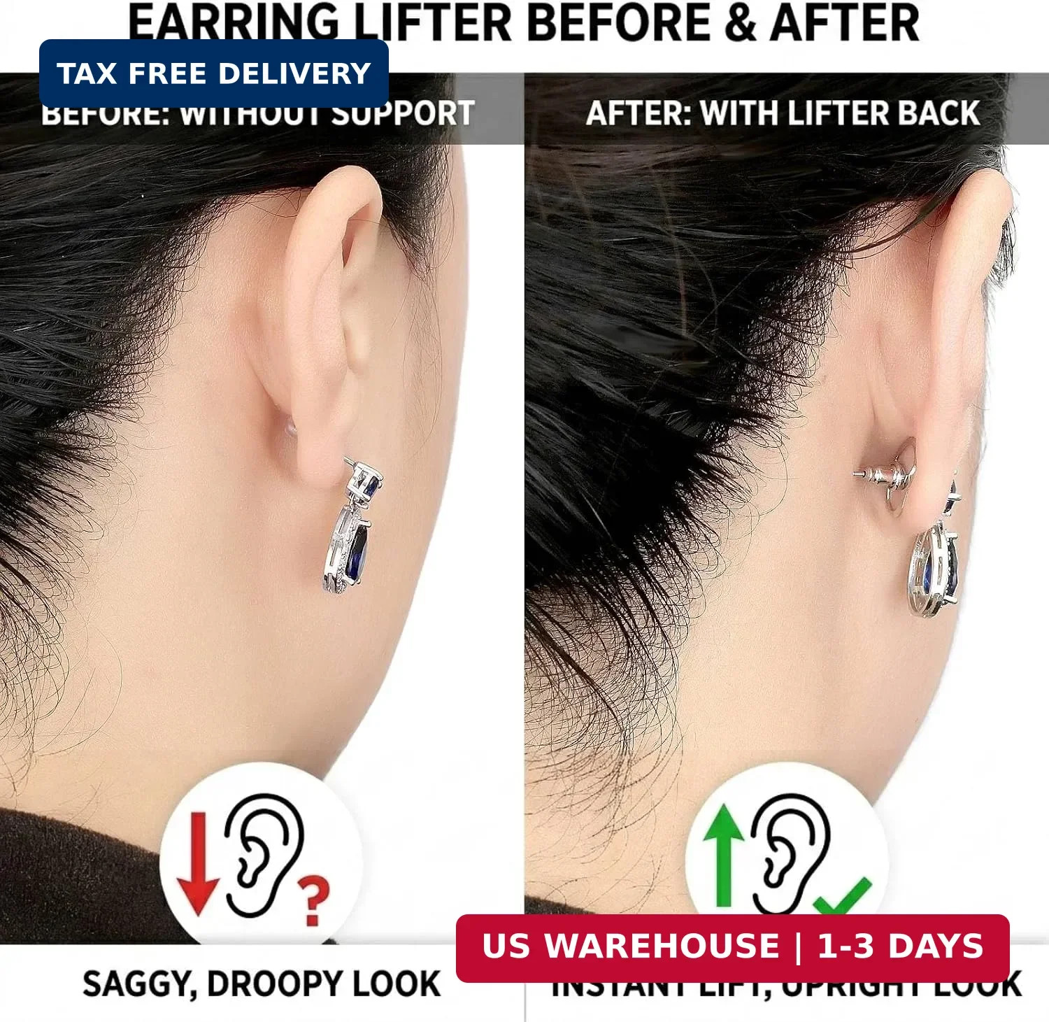 Earring Backs for Droopy Ears, JIACHARMED Locking Bullet Earring Backs Replaceme