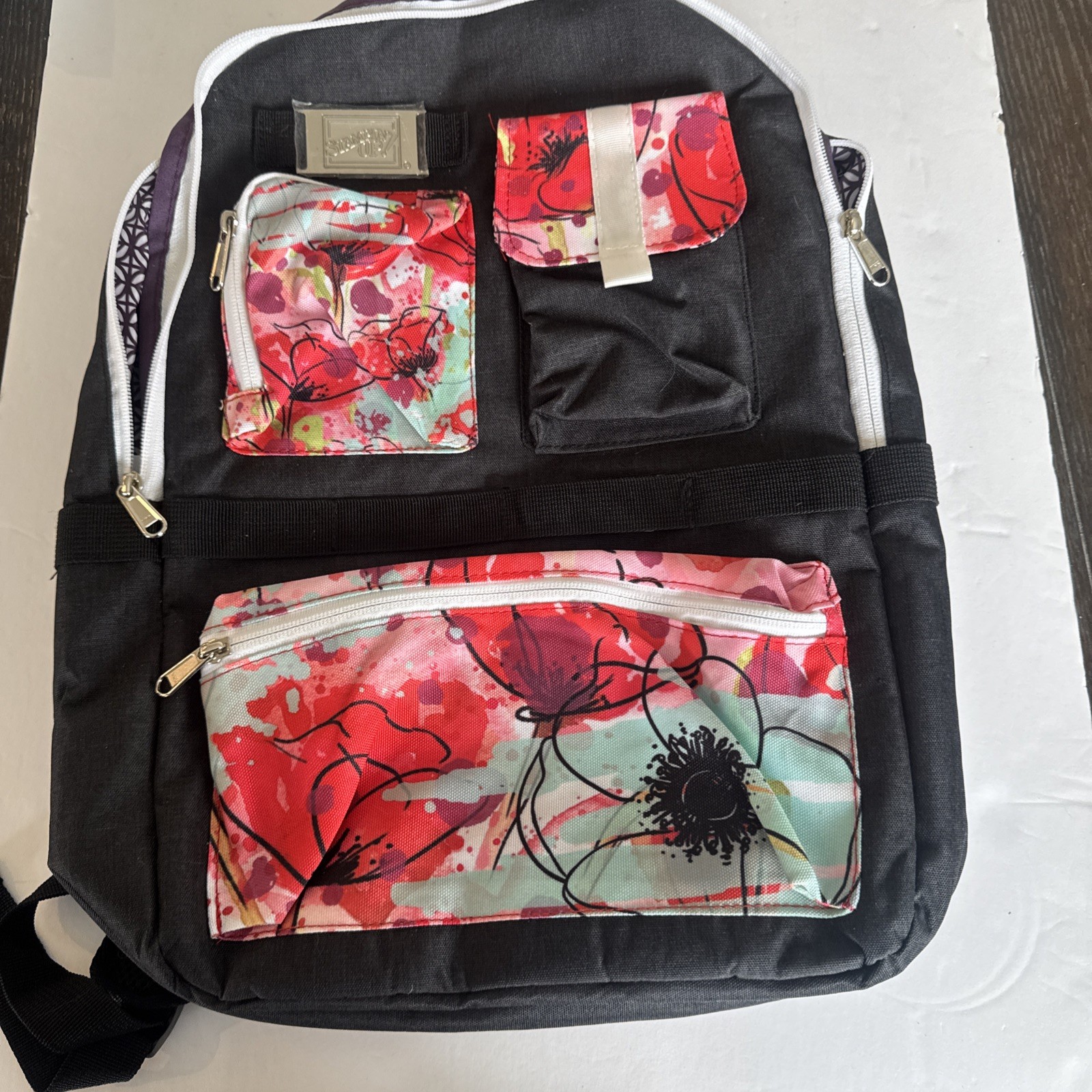 Stampin' UP Backpack Flowers & Poppies Red Black White EUC Convention Only