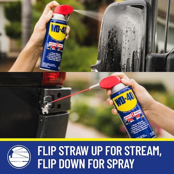 Classic WD-40 Formula, Multi-Purpose Lubricant Spray W/Smart Straw, 8 oz. 2 Pack