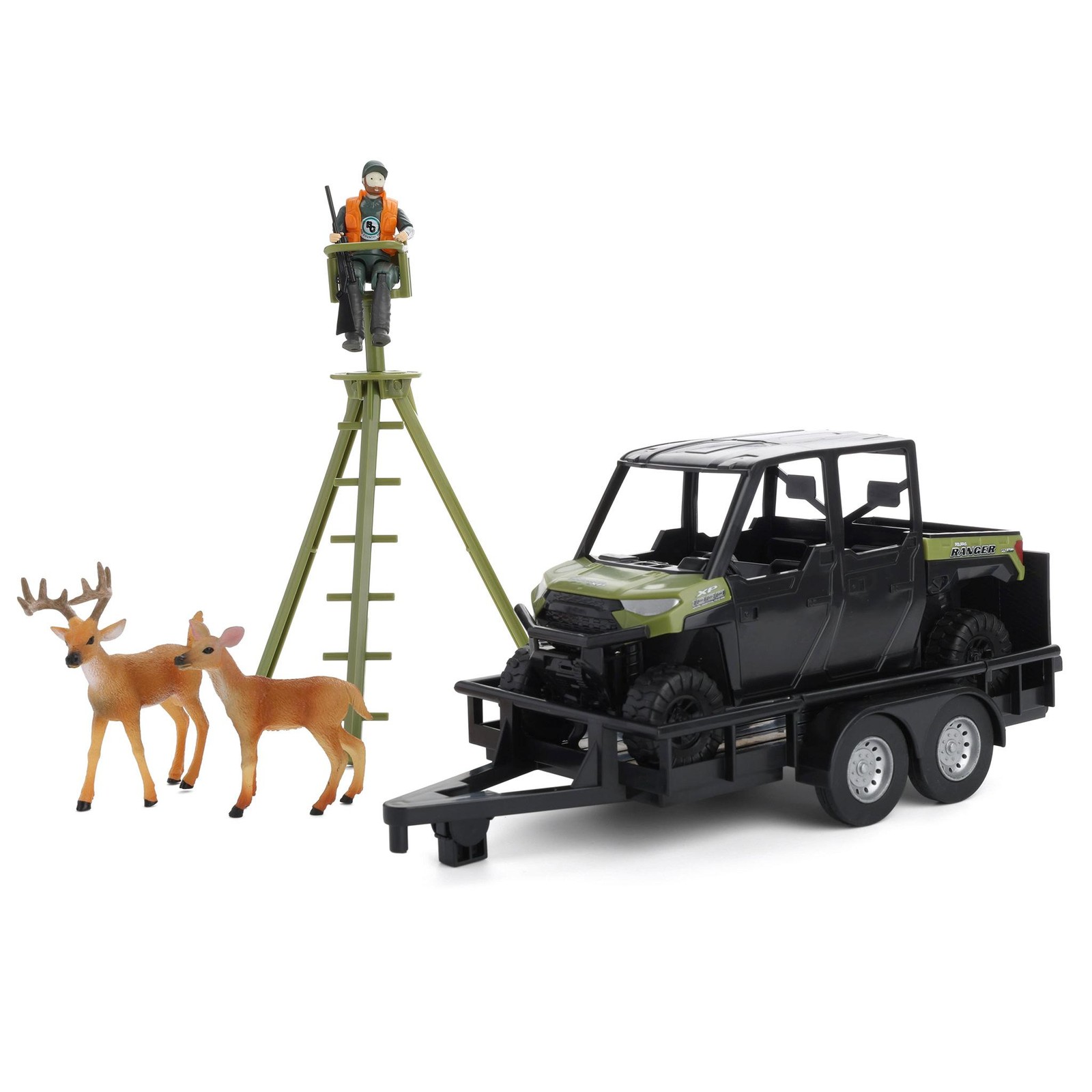 1/20 Polaris Ranger w/ ATV Trailer Hunter Stand Deer By Big Country Toys 497