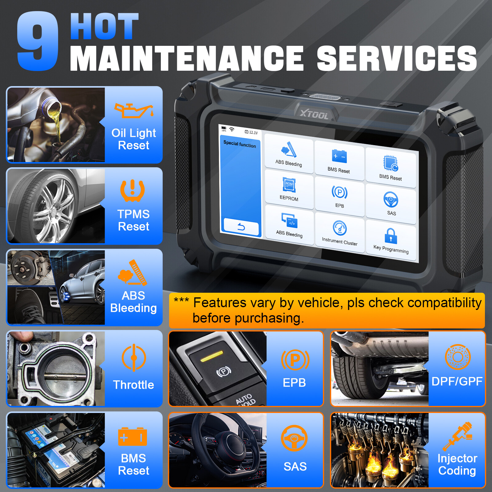 NEW XTOOL D5 Car OBD2 Scanner TCM ABS SRS Engine Code Reader Diagnostic Tool FCA