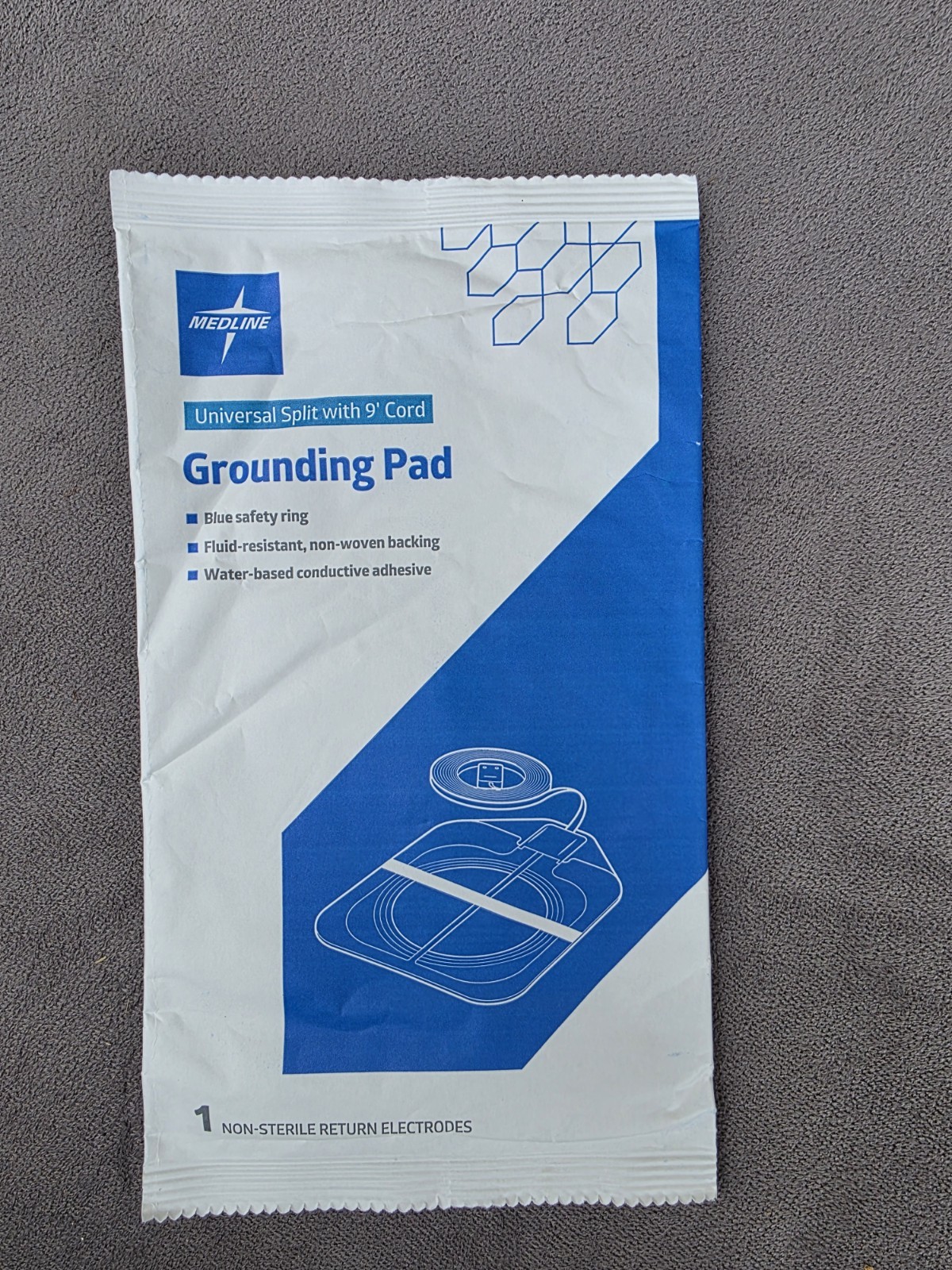 Medline Universal Split Grounding Pad 9" Foot Cord New