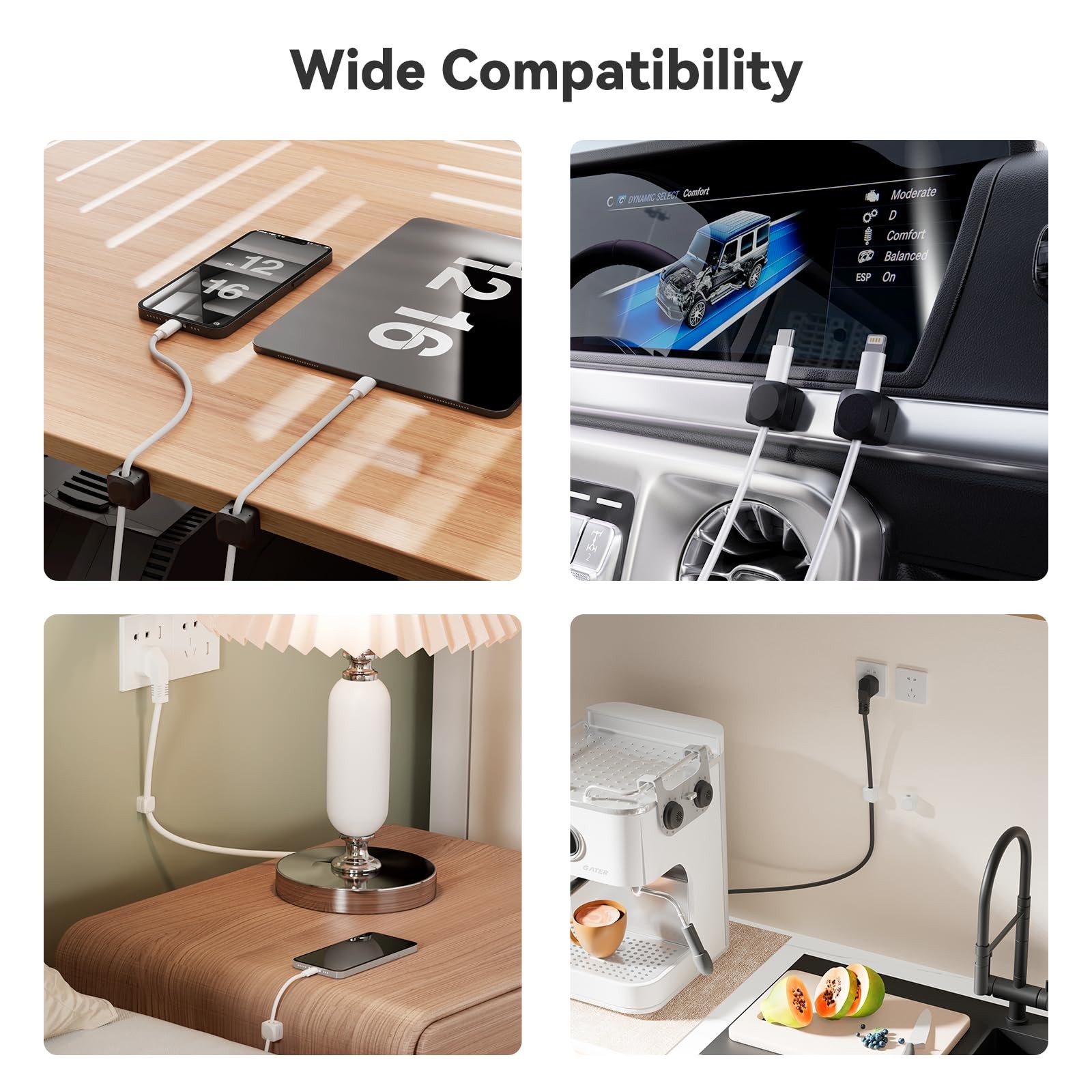Rotatable Cord Organizer, Enhanced Spring Cable Clips, Strong Adhesive Cable ...