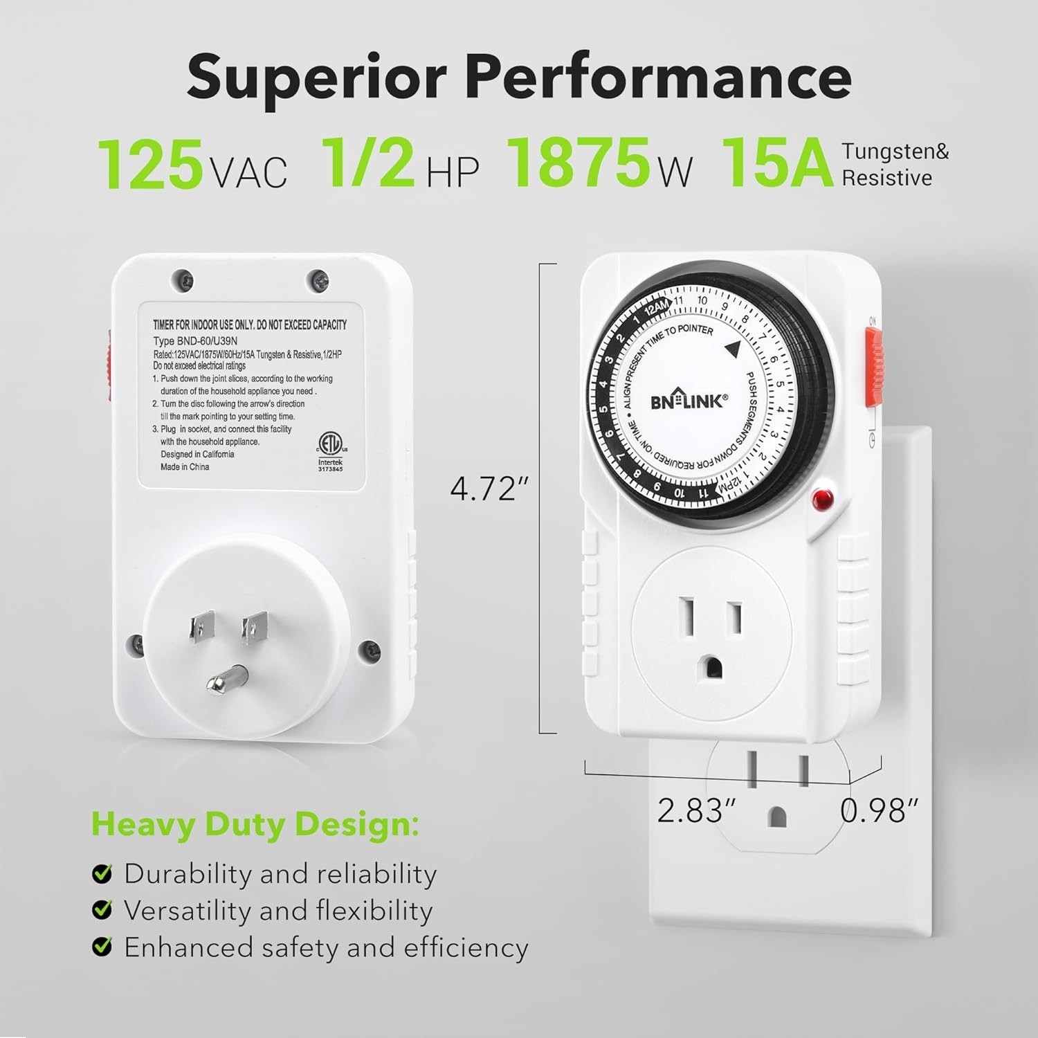 24 Hour Plug-in Mechanical Timer for Efficient Appliance Automation – Listed