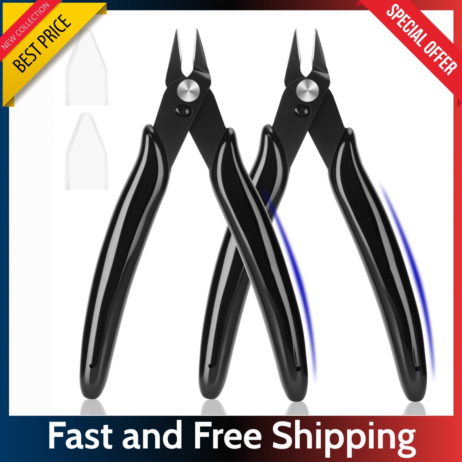 2 Pack 5" Flush Cutters - Precision Wire Cutters for Crafts Electronics 3D Print