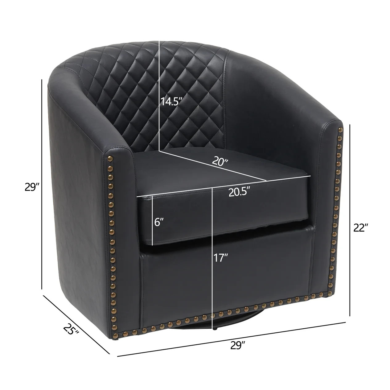 Open Box] Logan Tufted Faux Leather Swivel Club Chair (Retail price $269)