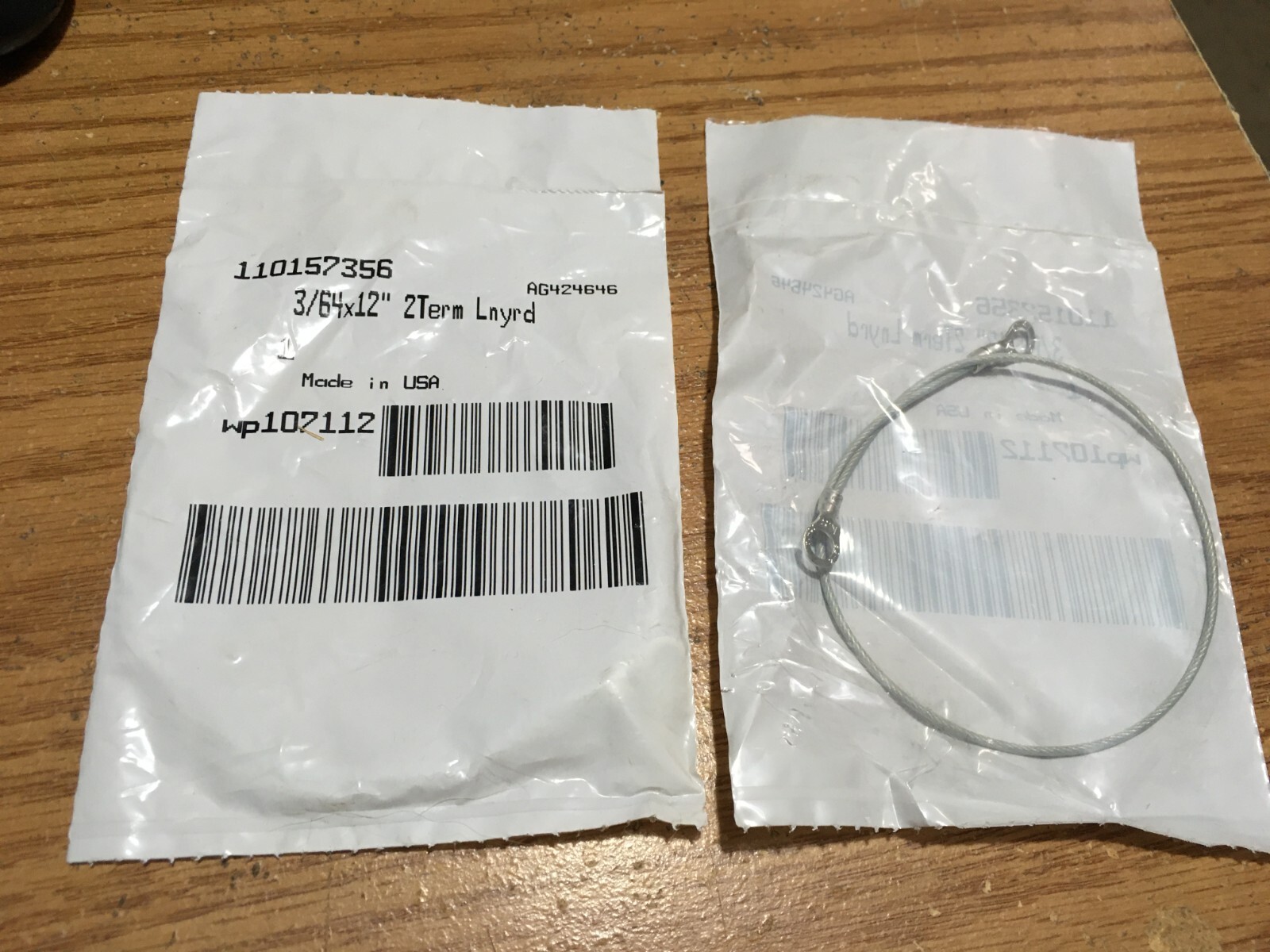Fastenal®3/64"Wire Dia x 12"L Galvanized Steel 2 Terminals Lanyard Qty 2