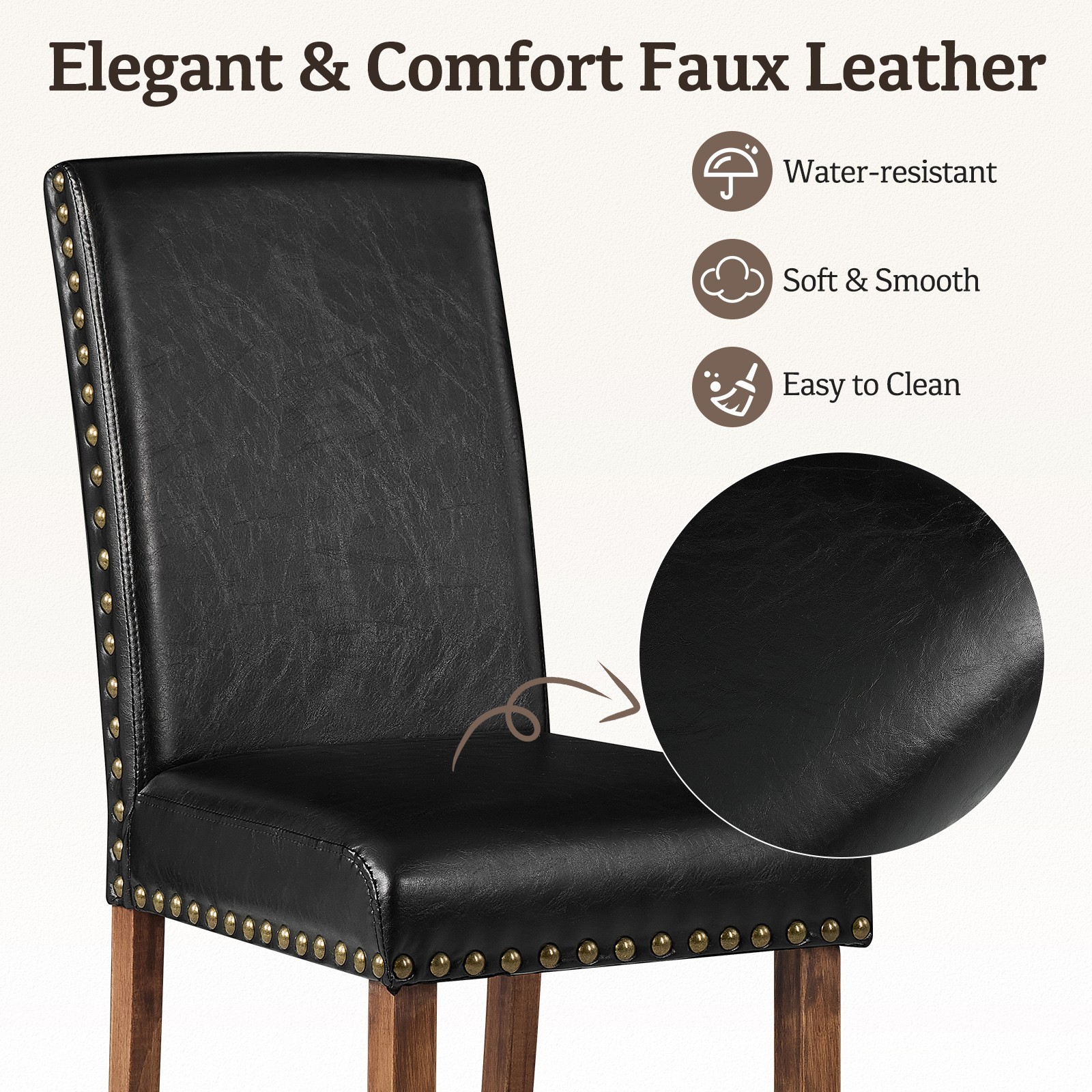 Firmoz Faux Leather Parsons Dining Chairs, Modern Side Chairs W/Solid Wood Legs