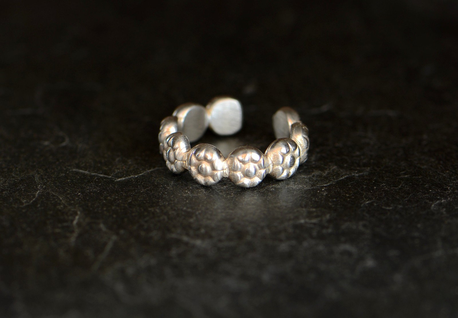 Handmade Sterling Silver Flower Toe Ring: Adjustable Midi Ring