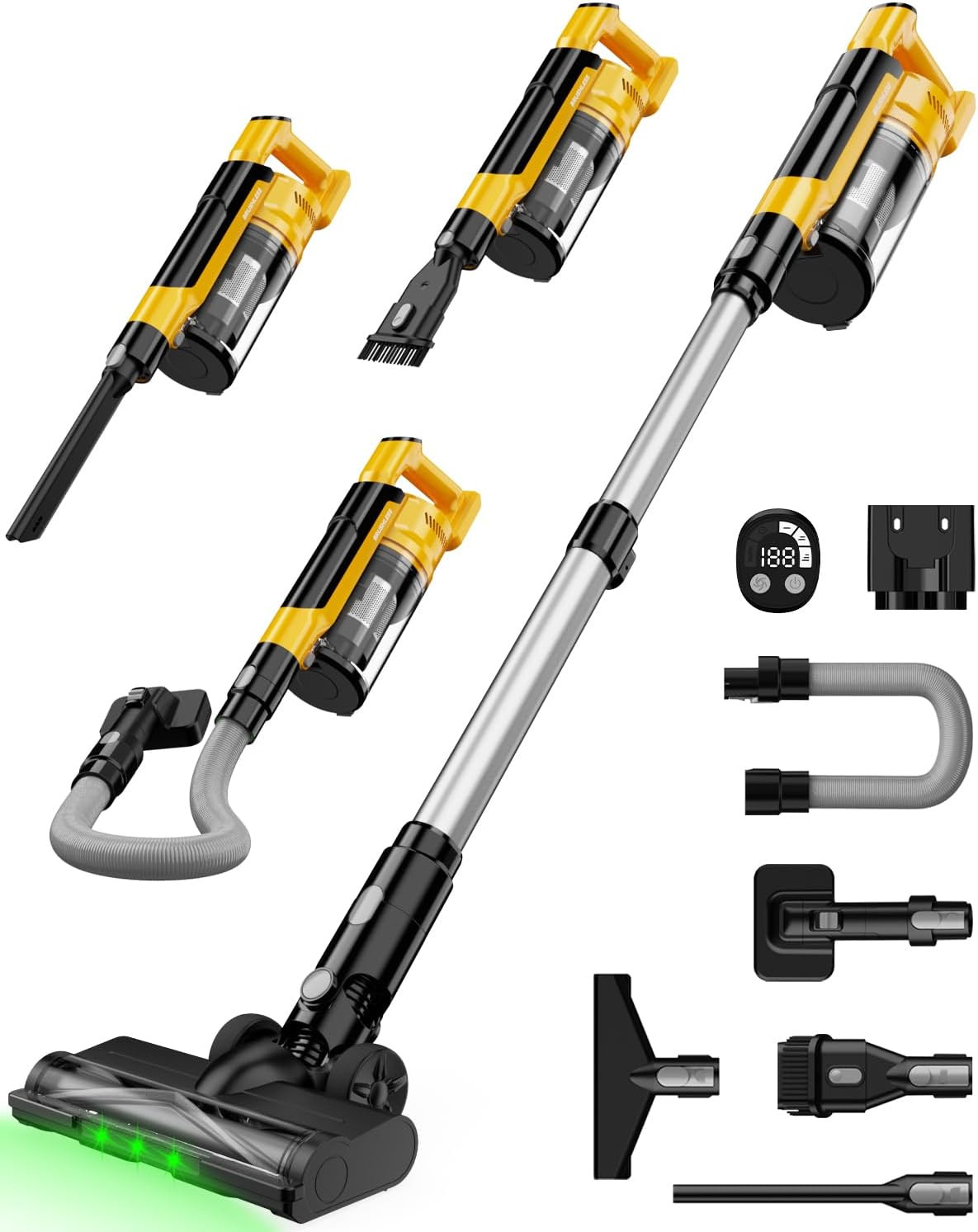 Cordless Vacuum Cleaner Compatible with Dewalt 20V Battery, 8-In-1 Stick Vacuum