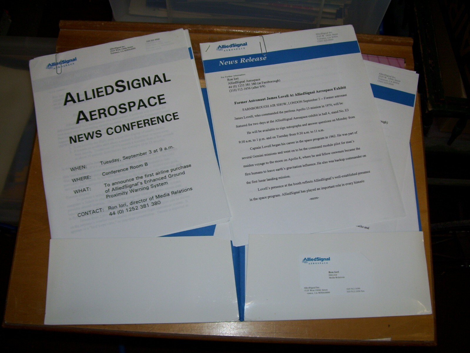 ALLIED SIGNAL AEROSPACE CONFERENCE PRESS PACK  1996 ASTRONAUT JAMES LOVELL
