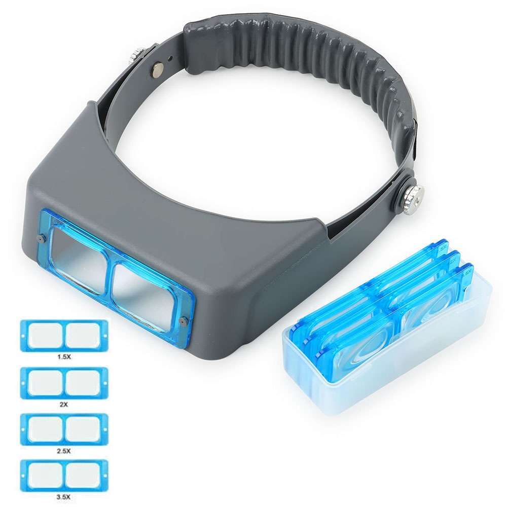 Headband Magnifier Head Magnifying Visor Glasses Jewelry Watch Repair + 4 Lens