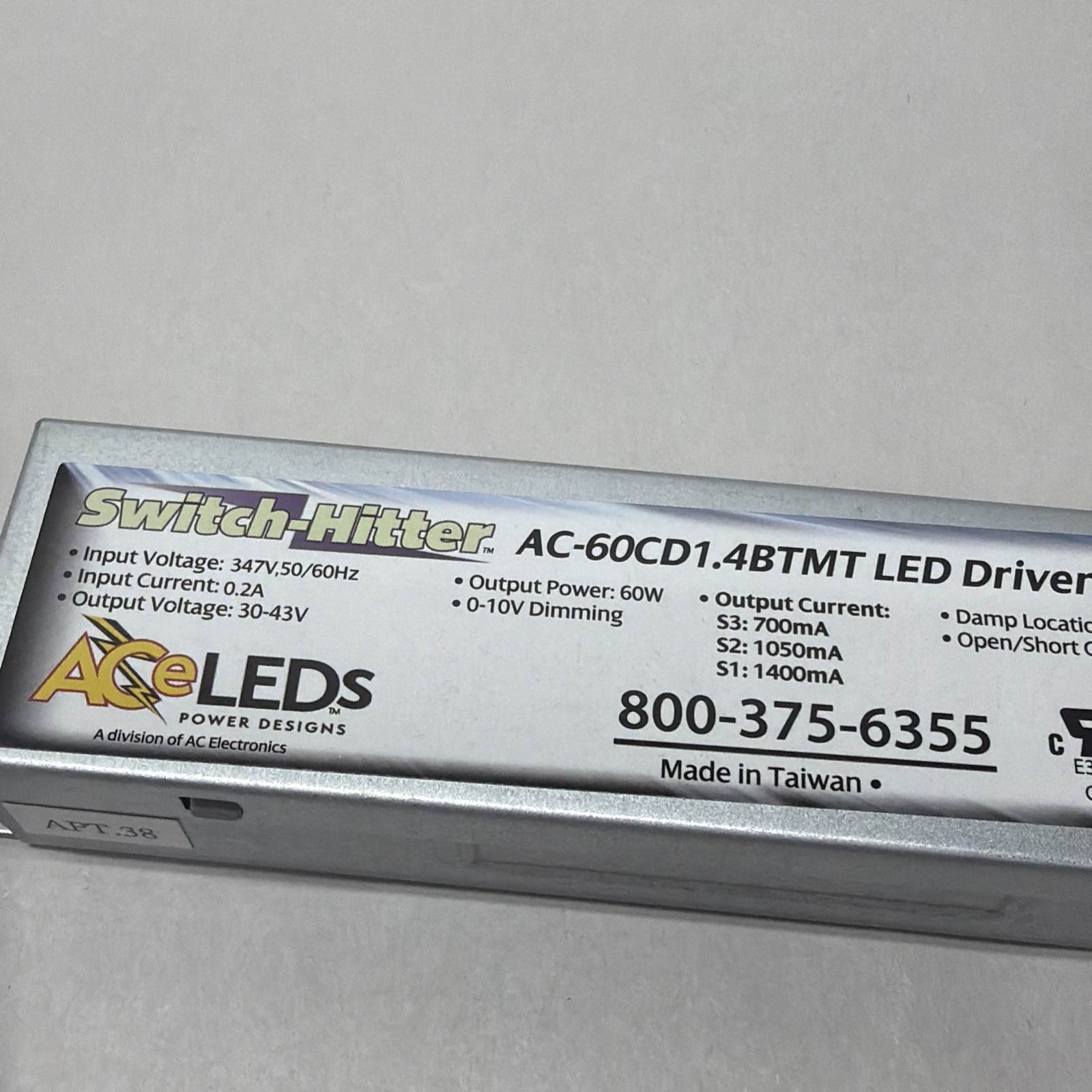 Switch-Hitter LED Driver AC Electronics AC-60CD1.4BTMT LED BALLAST 60W OUTPUT