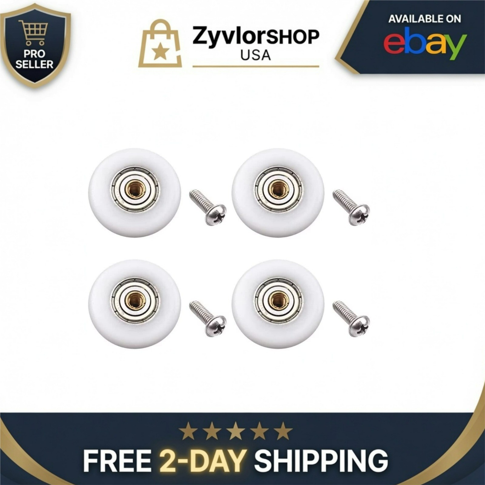 4pcs 19mm Stainless Steel Shower Door Wheels Rollers Runners