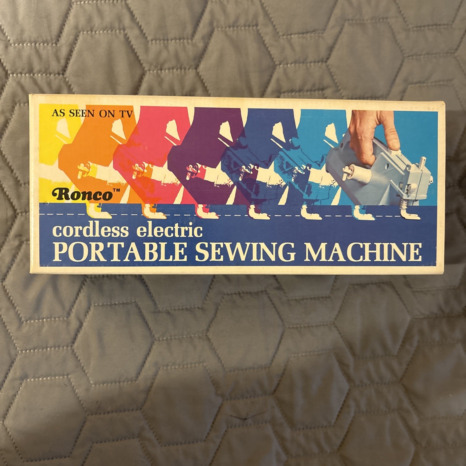 Vintage 1972 Ronco Cordless Electric Hand Held Portable Sewing Machine New