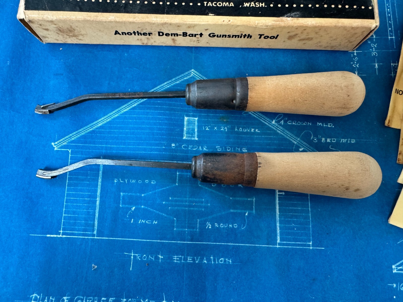 2 VINTAGE DEM-BART CO CHECKERING TOOL ORIGINAL BOX GUN EXTRA
