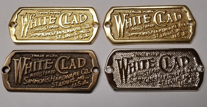 Lacquered Brass - Cast White Clad Ice Box Name Plate nameplate refrigerator S...