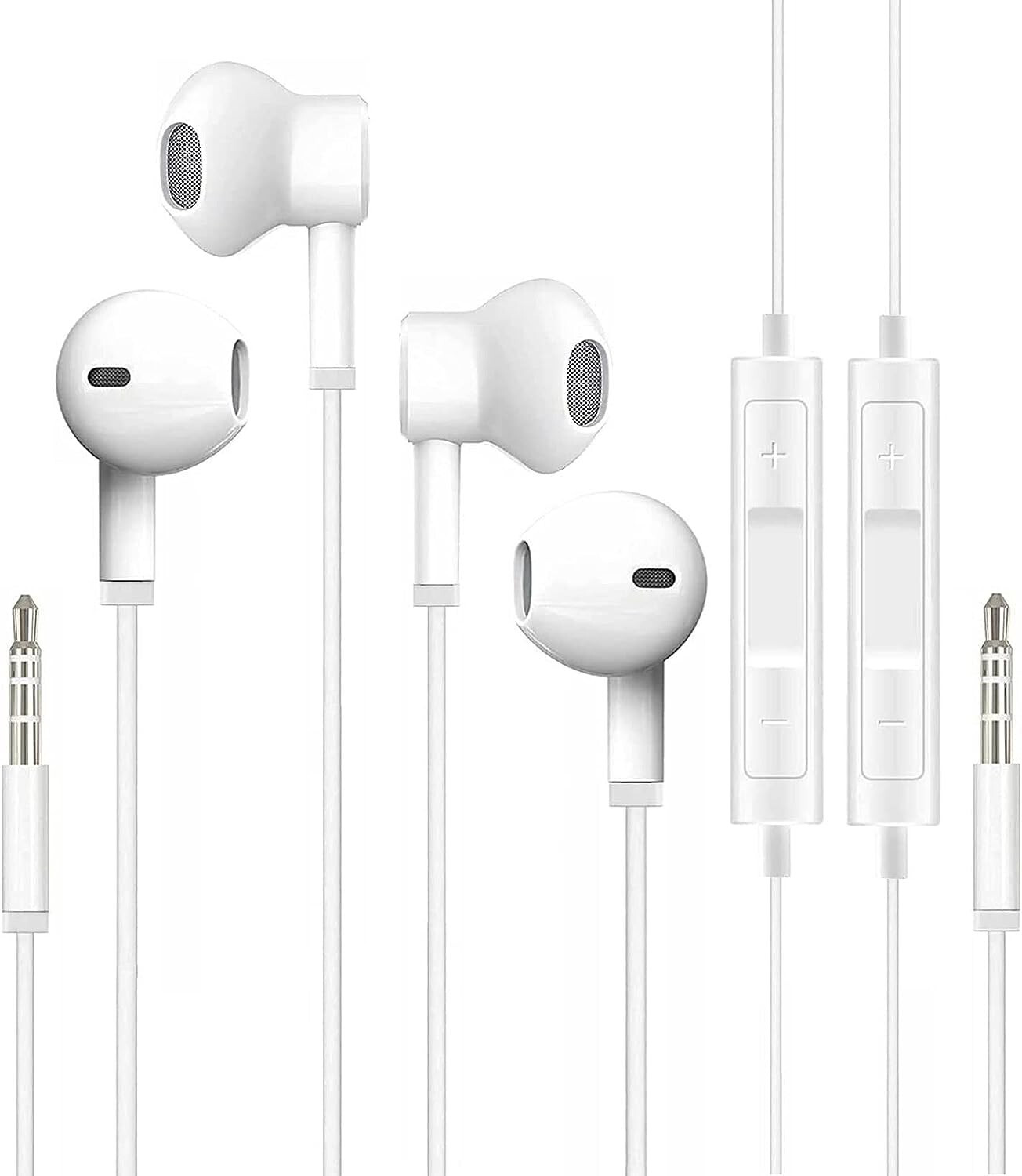 2-Pack 3.5mm Jack Headphone Wired Earbuds Headset W/ Mic For iPhone Samsung Mp3