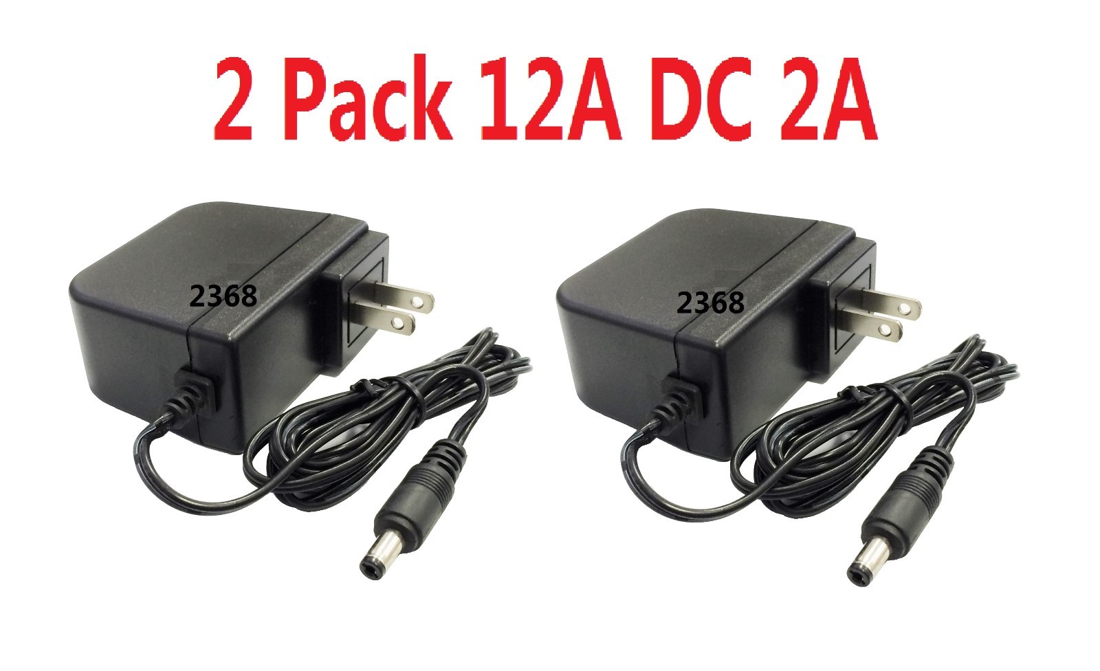 2 Pack 12V DC 2 Amp Surveillance Camera Power Supply For Lorex Camera