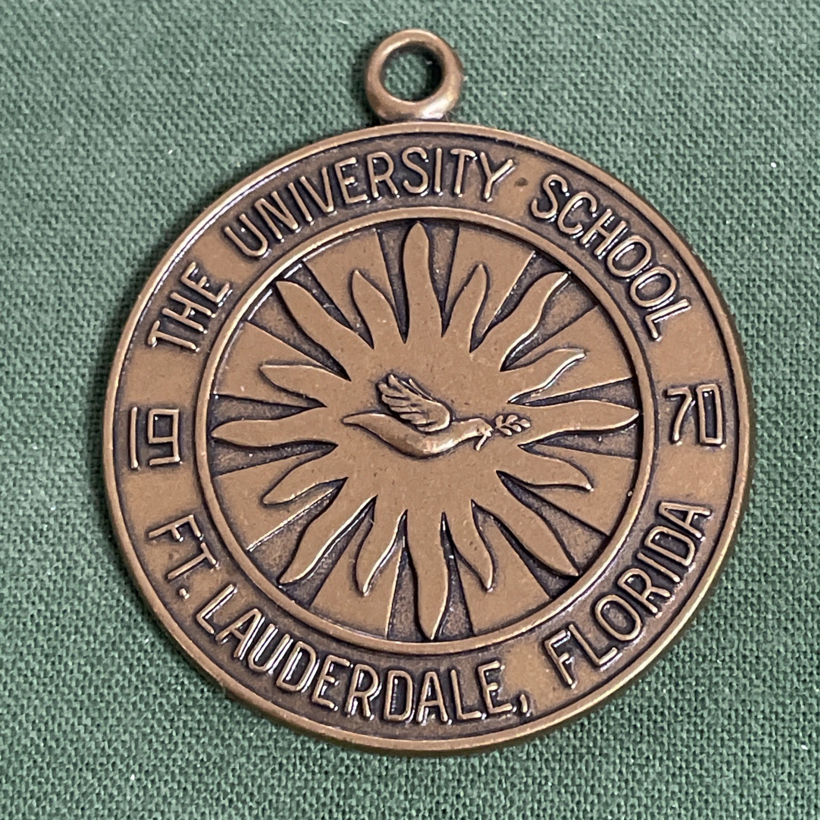 Obsolete 1970 The University School Key Tag Ft. Lauderdale Florida Souvenir