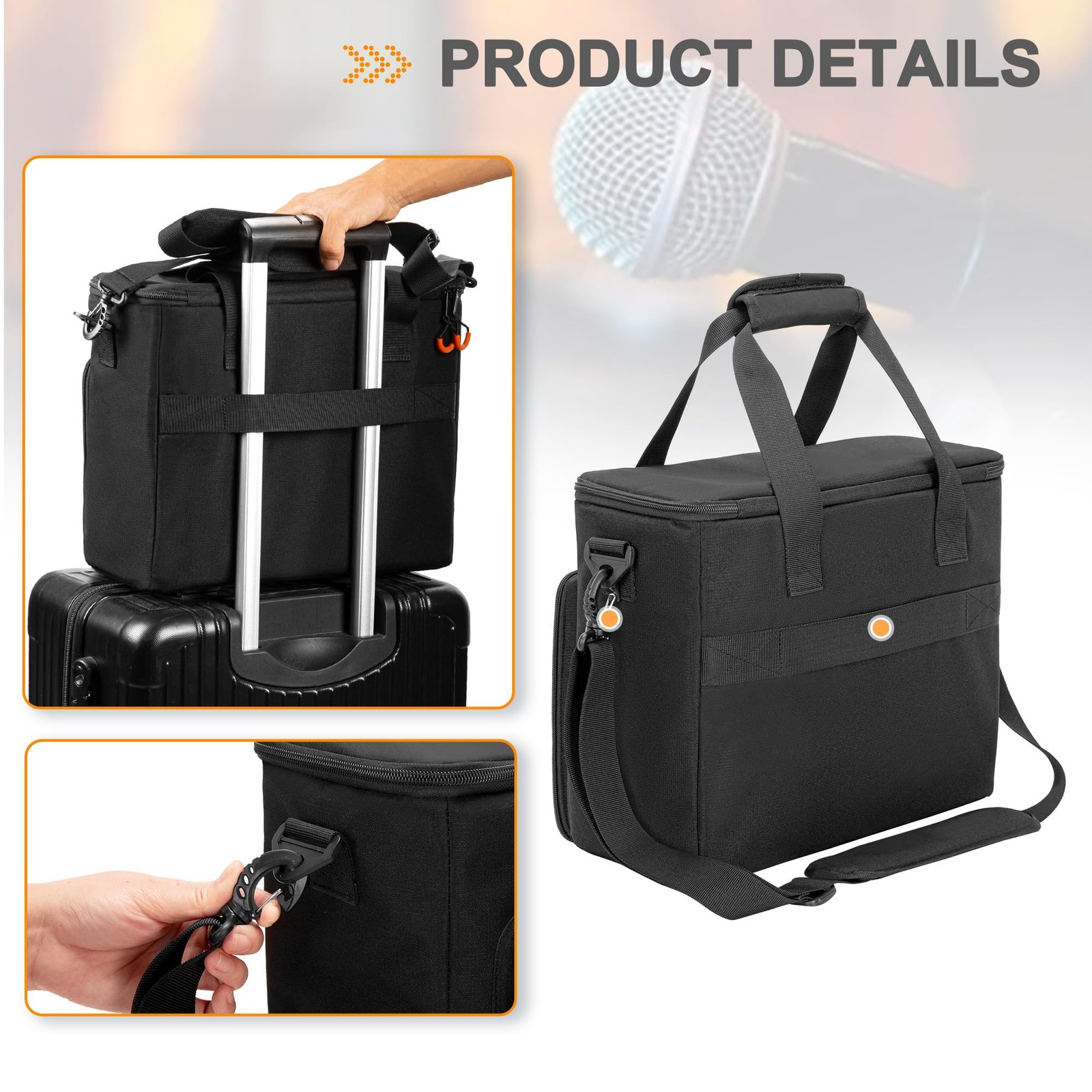 PGmoon 6 Slots Wireless Microphone Carrying Case, Mic Storage Standard, black