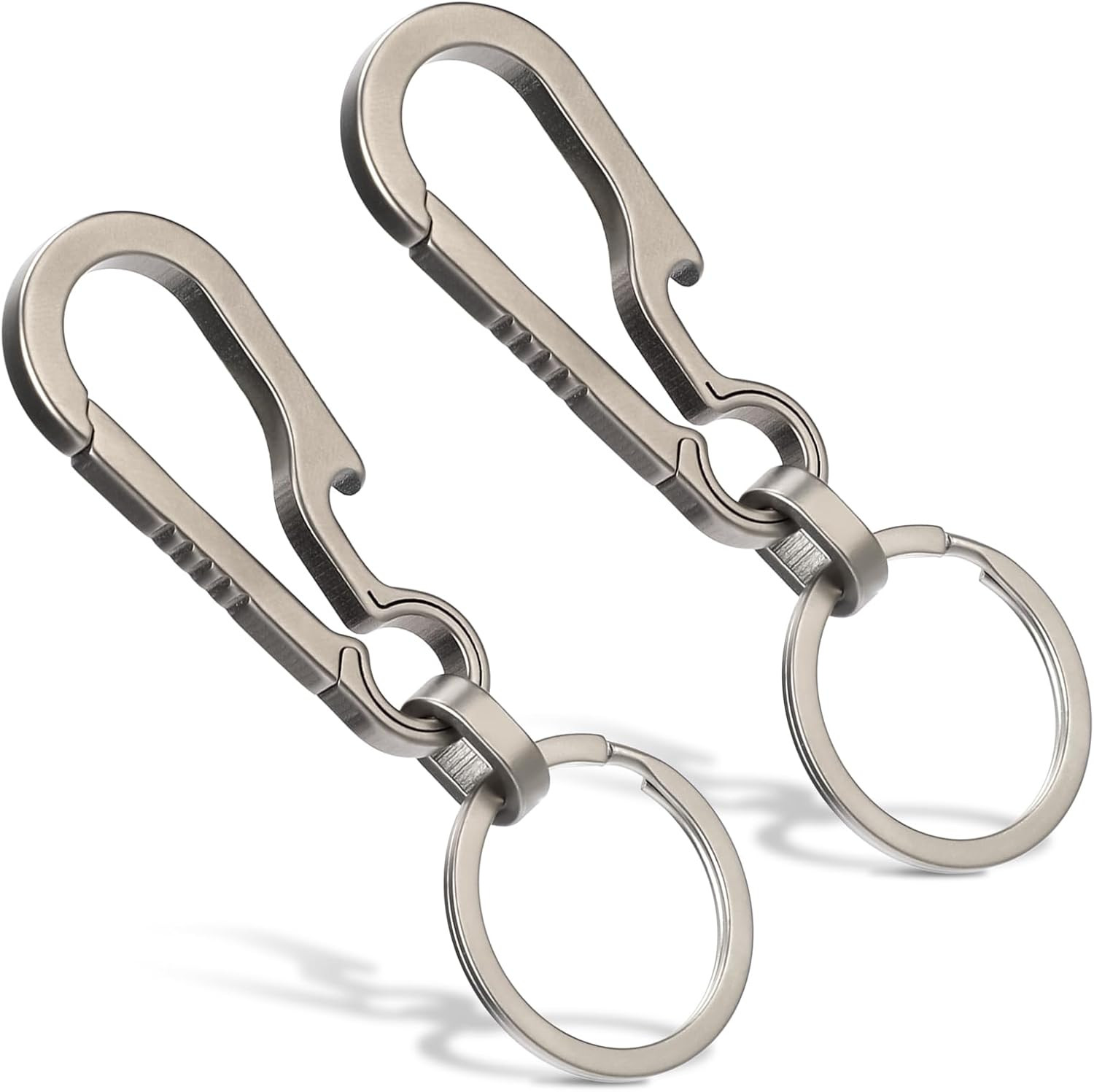 2 Pcs Titanium Carabiner Keychain Clip Carabin Hook Small Heavy Duty Keychain Gr