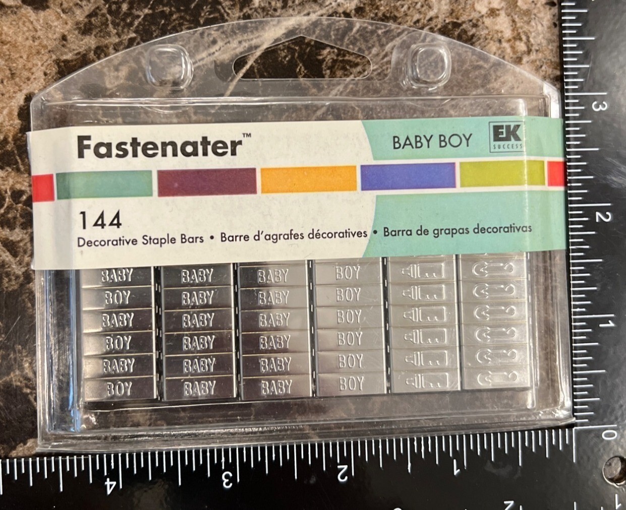 Fastenater Decorative Staple Bars Baby Boy Theme 144 Count EK Success EKFSVP3