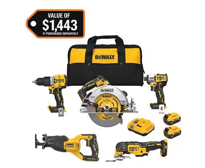 DeWalt 20V Lithium-Ion Cordless 5-Tool Combo Kit Model # DCK510P2