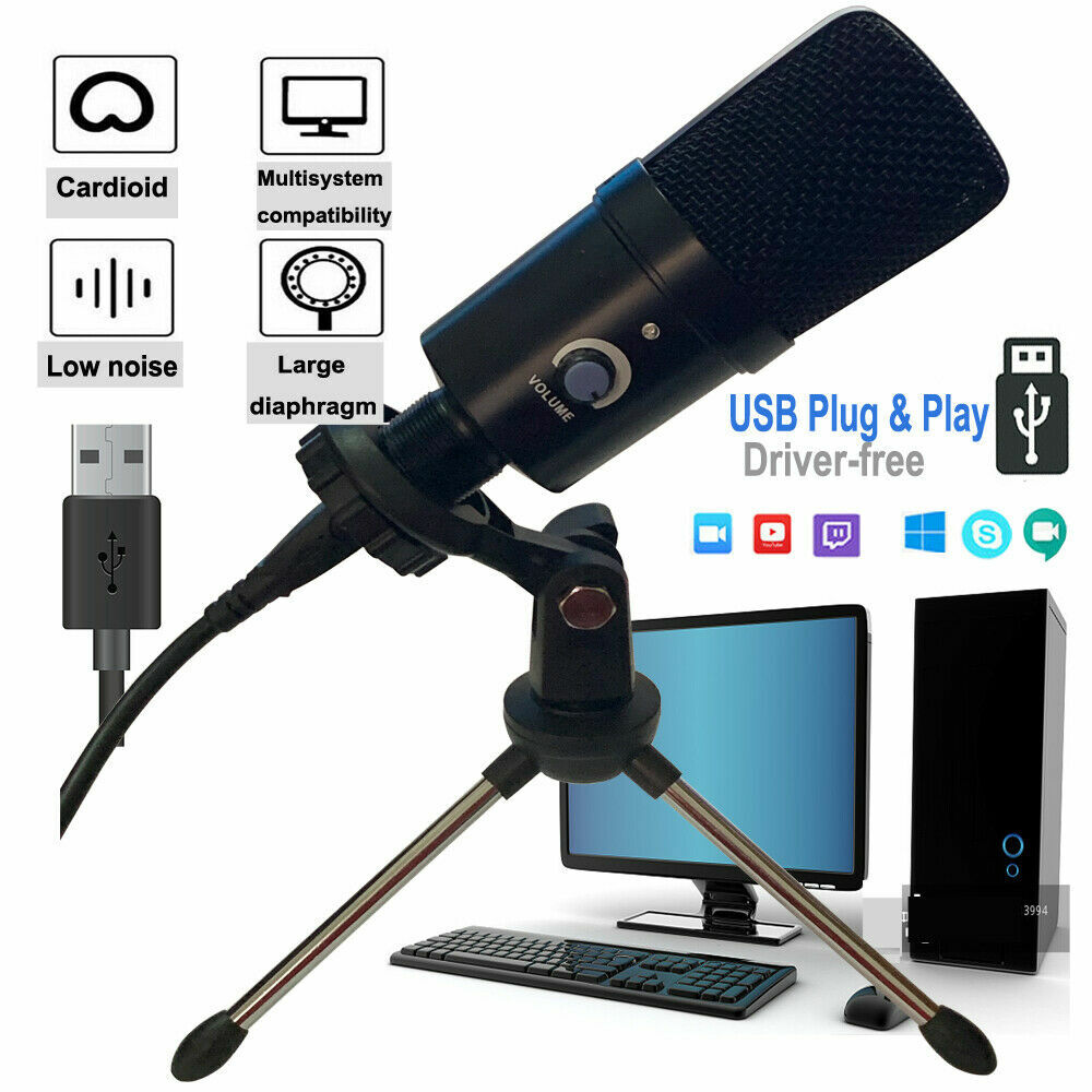 USB Condenser Microphone Kit Complete Set For PC Laptop Studio Recording Singing