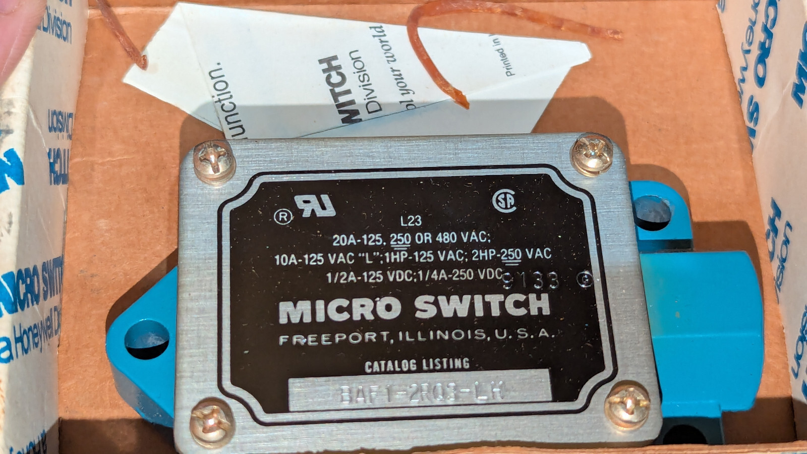 Honeywell Microswitch BAF1-2RQ3-LH NIB
