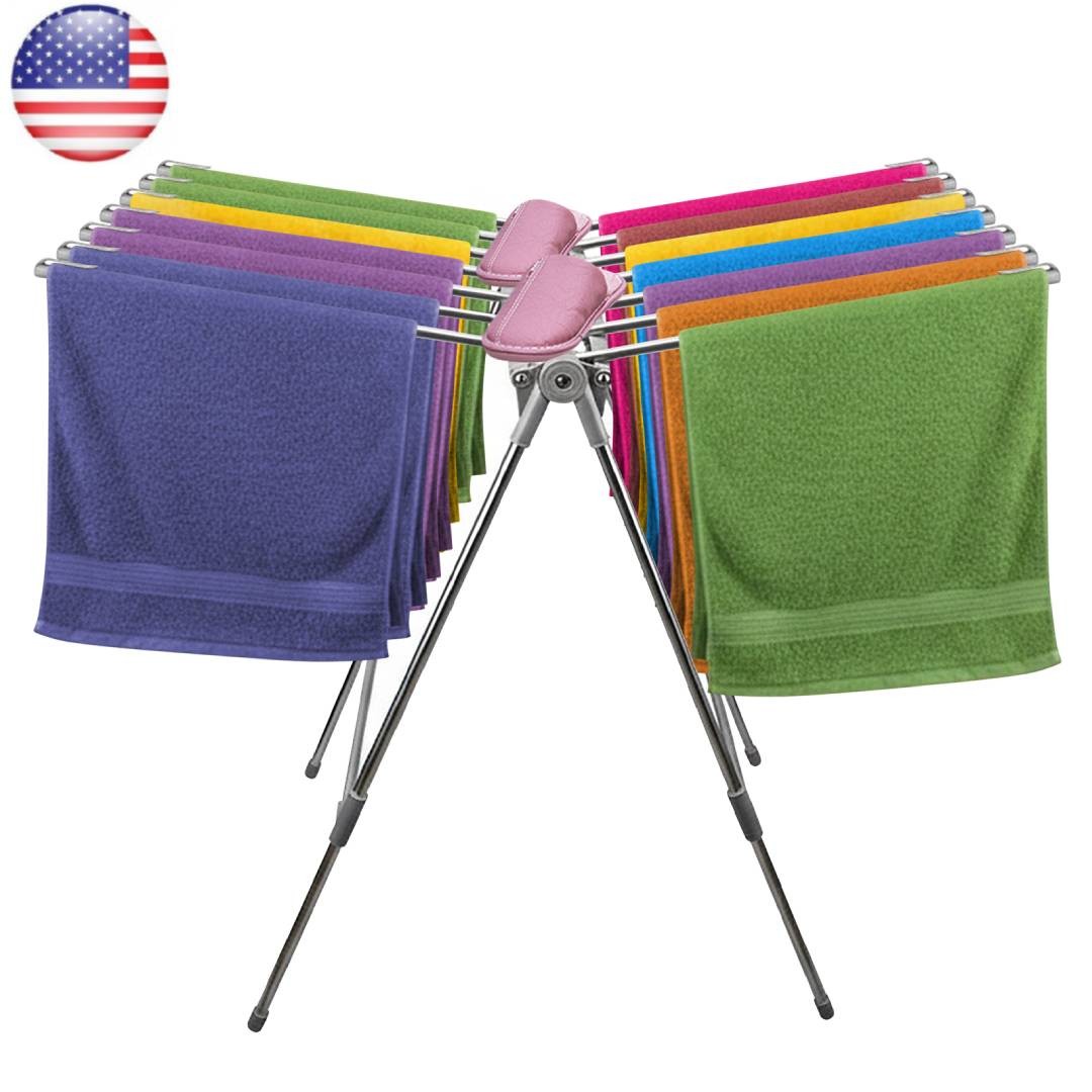 H Shape Clothes Drying Rack Folding Outdoor Clothesline, Heavy Duty Stainless...