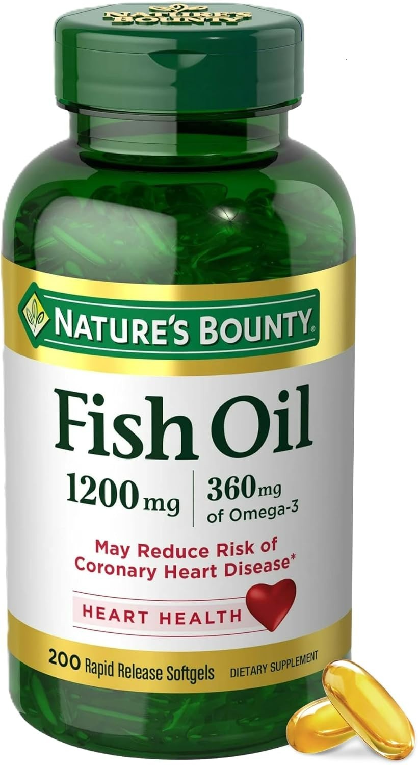 Nature's Bounty 200 Pack Fish Oil 1200 mg Supplements - Heart Health BB: 10/27