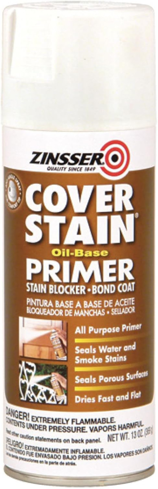 3608 Cover Stain Oil Base Primer Spray, 13 Oz, White