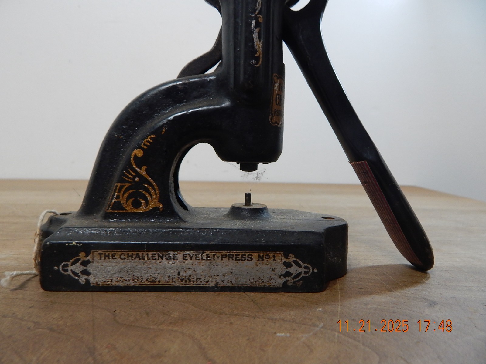 Challenge No. 1 Bench Mount Cast Iron Eyelet Press Riveter - Patd 1907