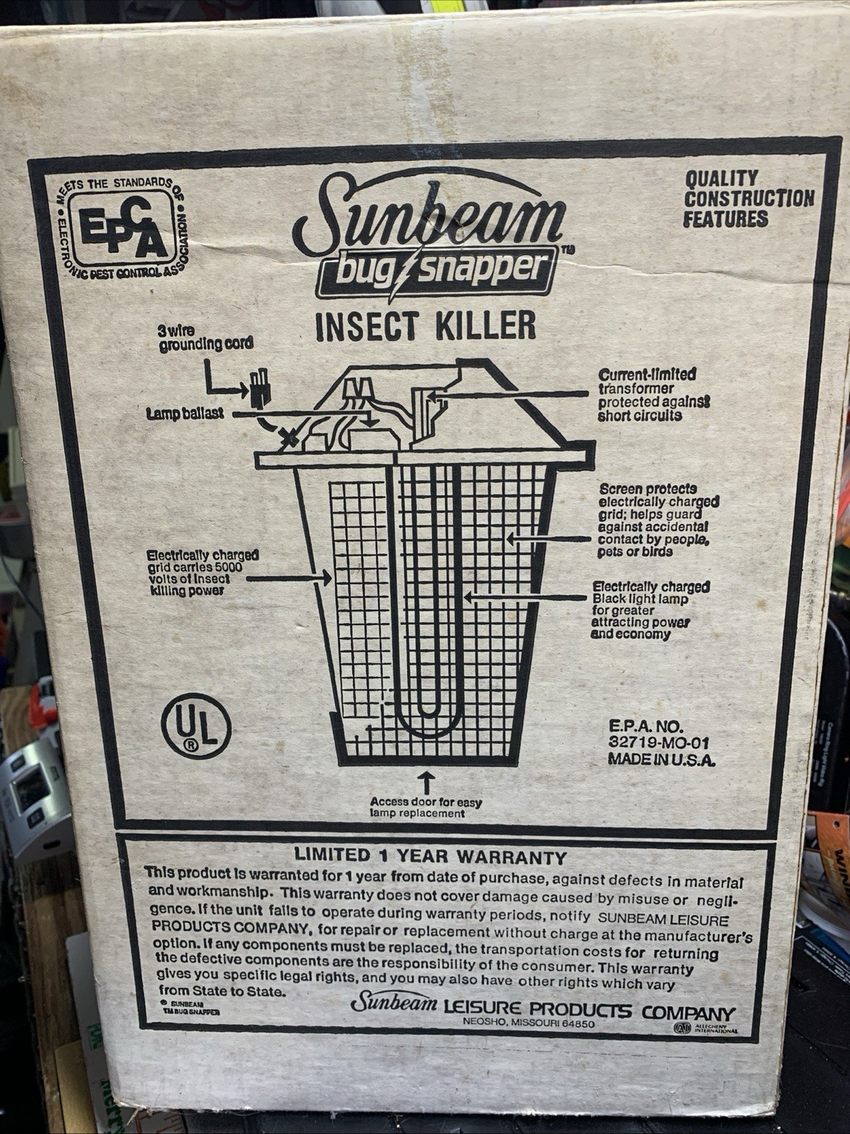 Vintage Sunbeam Bug Zapper Lantern Model 6386 (Tested) Double Bulb (Extra Bulb)