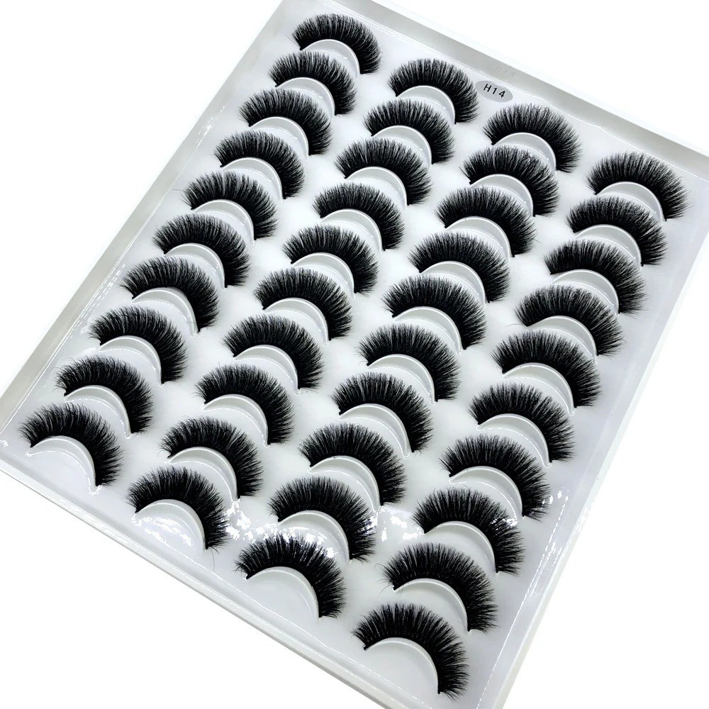20 Pairs False Eyelashes Mink Natural Extension Black Makeup 3DBlack Soft Lashes