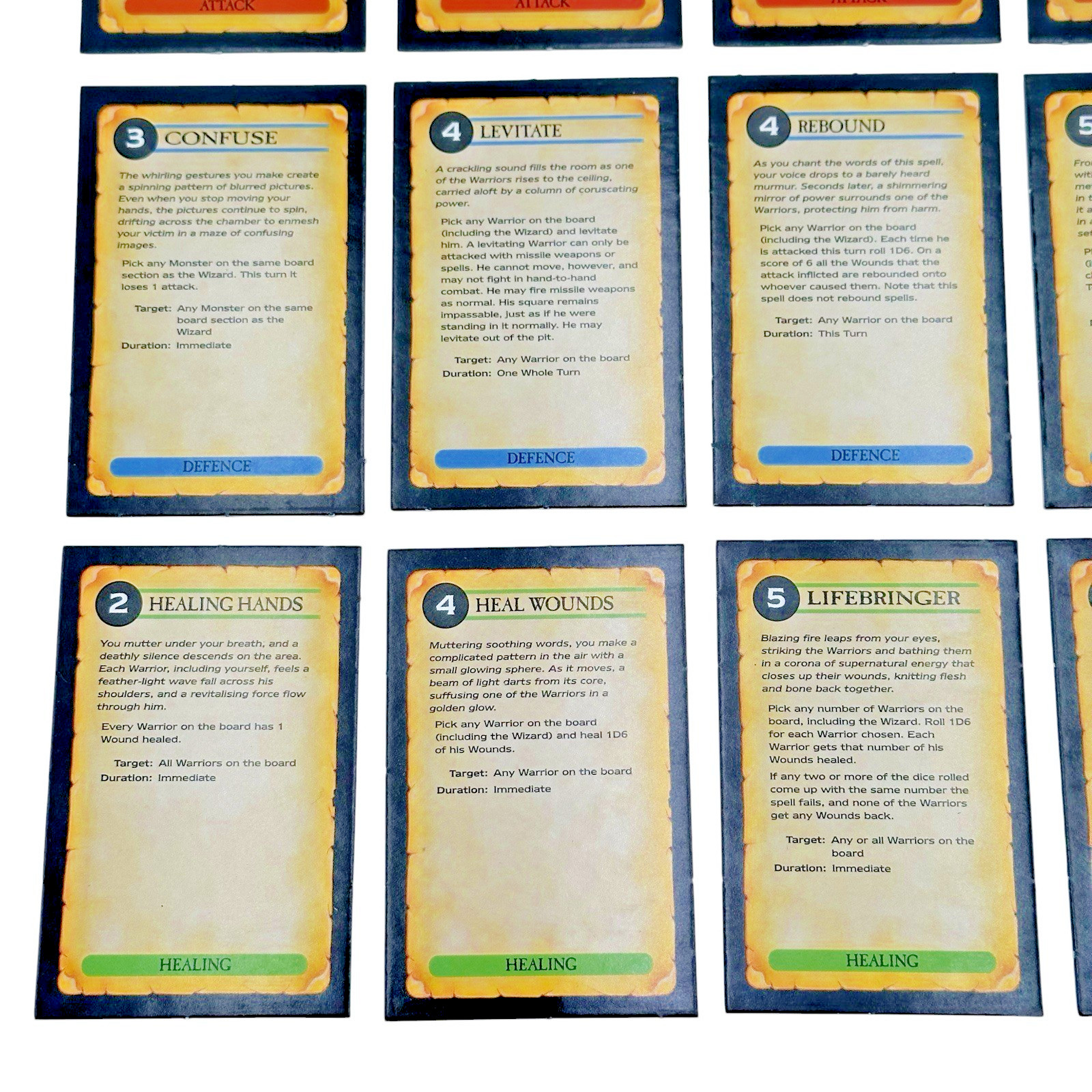 Warhammer Quest Wizard Spell Cards Complete Set 15-Card Set Games Workshop 1995