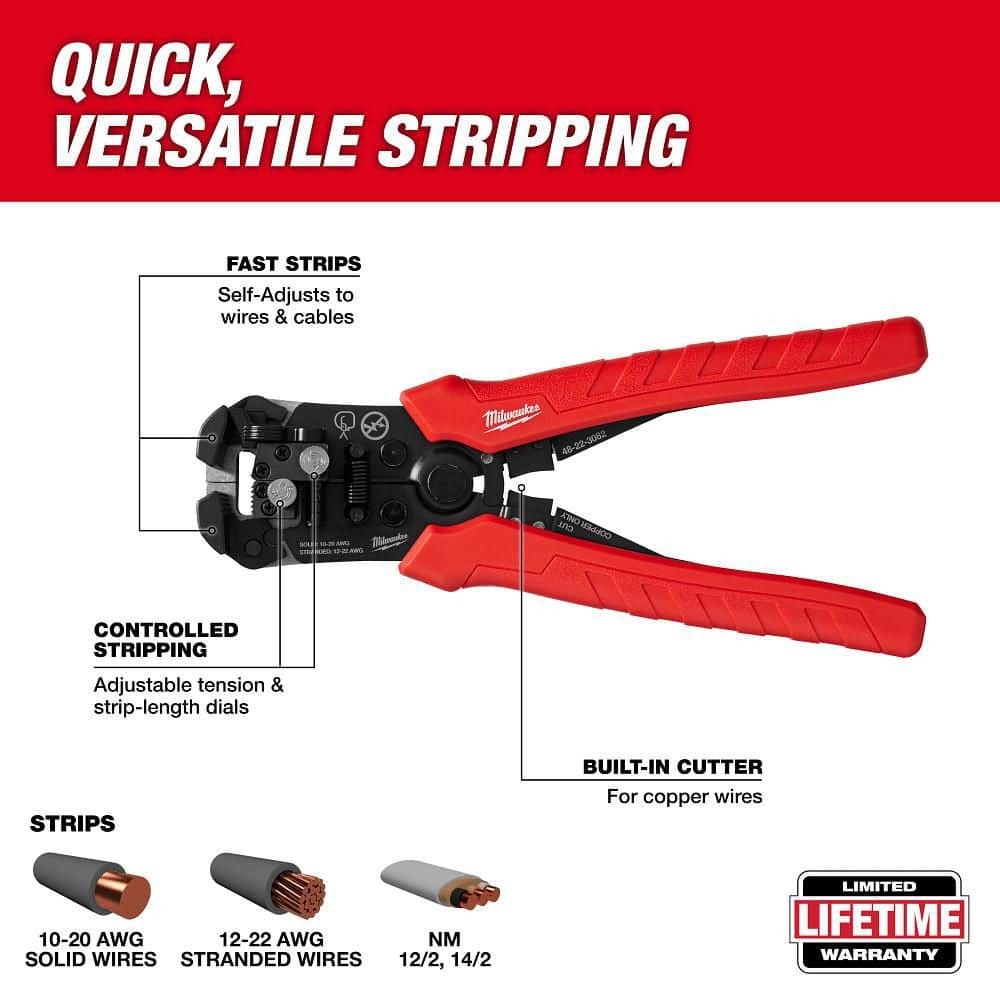Milwaukee Self-Adjusting Wire Stripper/Cutter with Comfort Grip