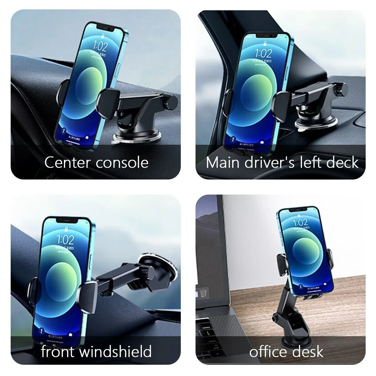 Car Phone Holder Dashboard Windshield Phone Mount Universal for iPhone Samsung