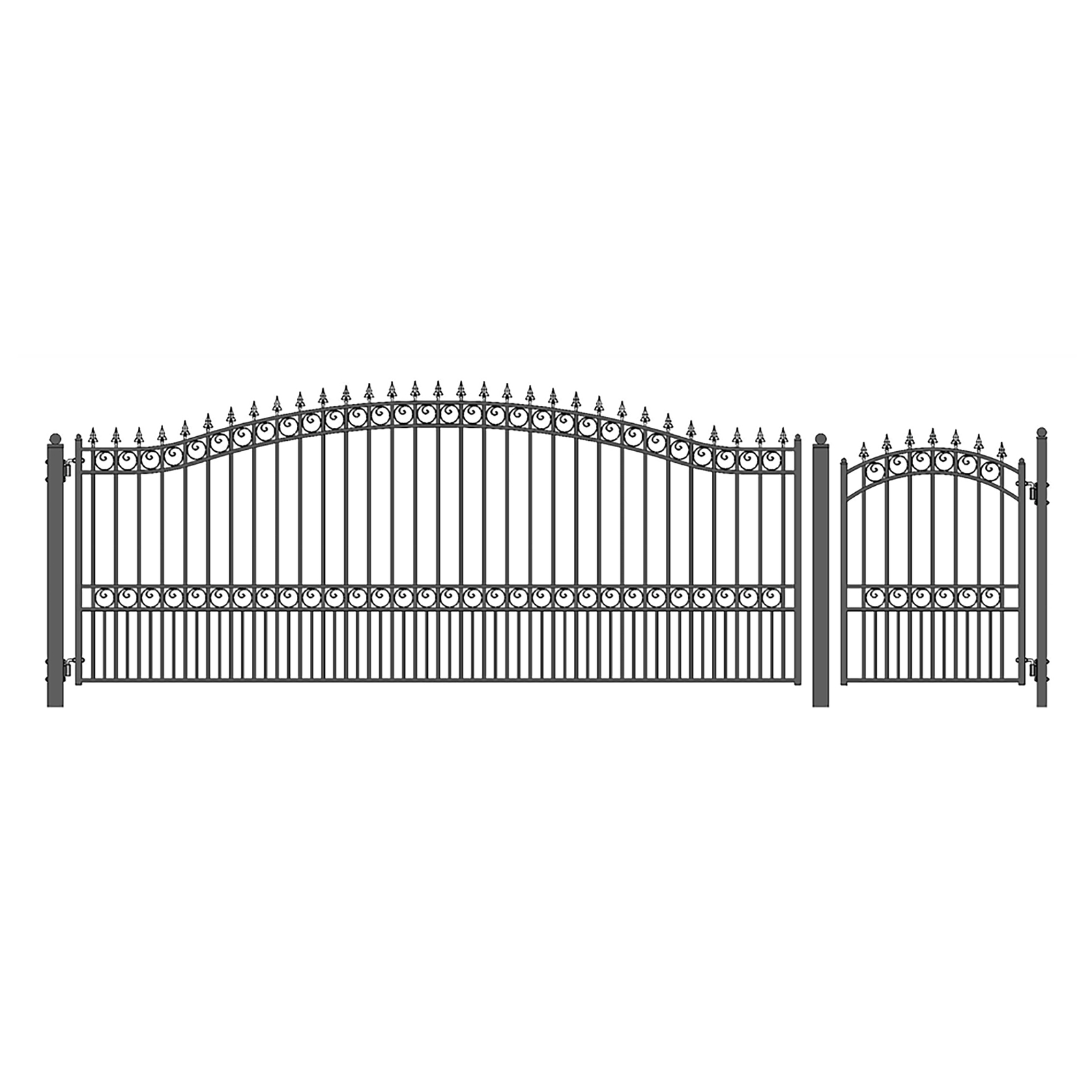 ALEKO London Style 16' Single Steel Driveway Gate with Pedestrian Gate