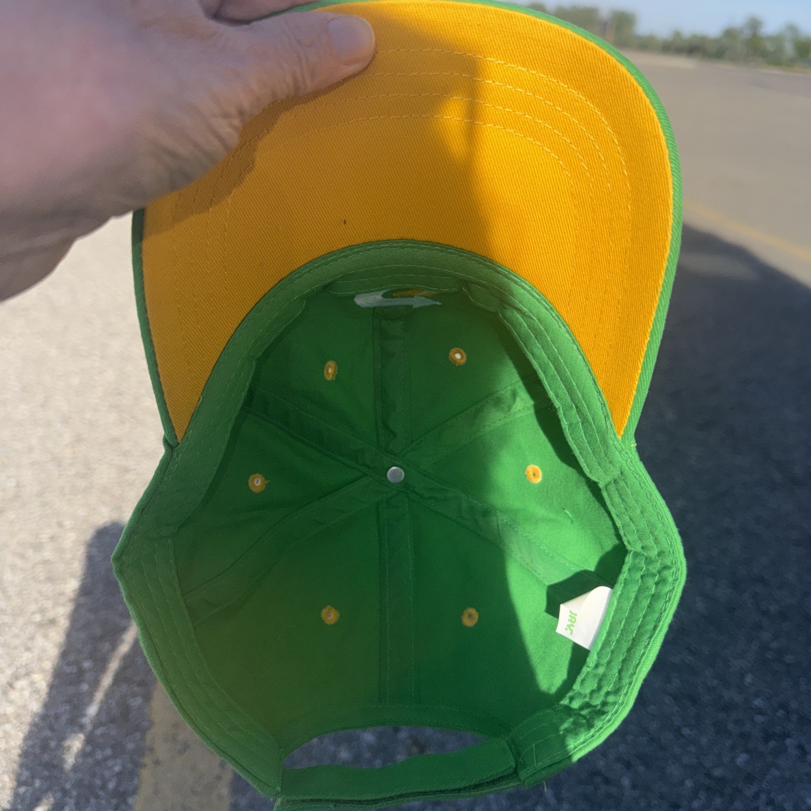 Subway Green hat Cap W Logo Yellow White Hook Loop