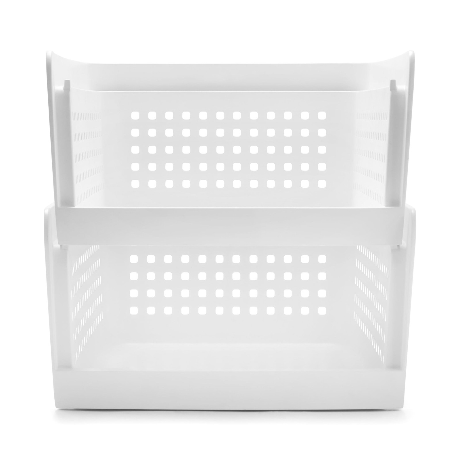 Open-Front White Plastic Stackable Closet Storage Organizer Bin W/ Breathable