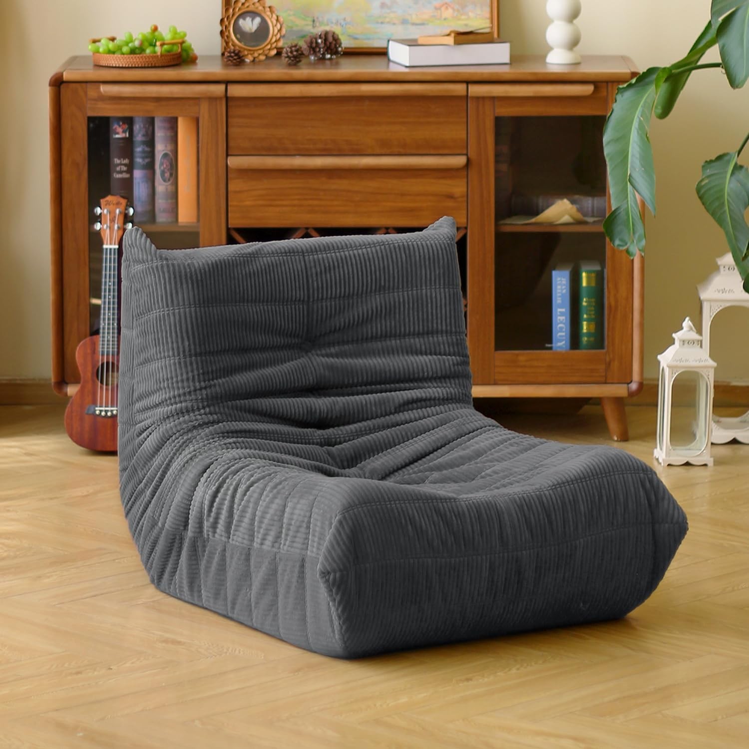 Fireside Floor Sofa- Mid-Century Modern Armless Lounge Chair W/ Premium Soft