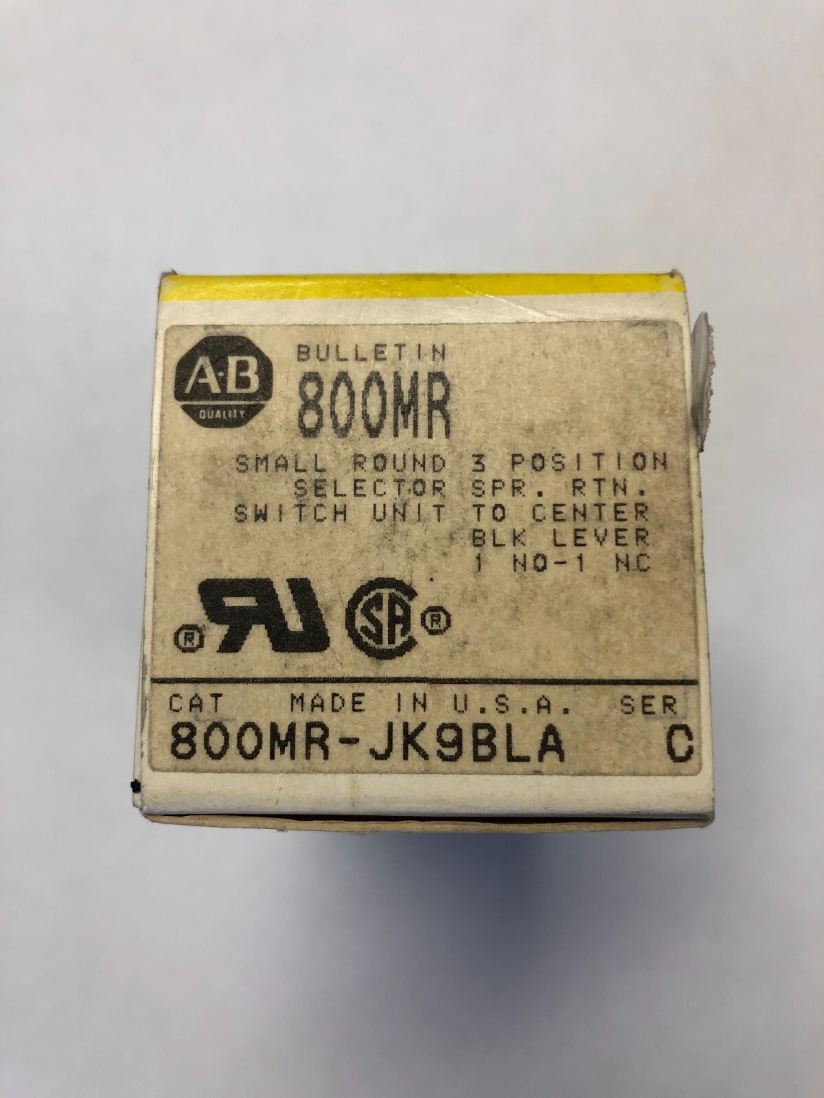 NIB Allen Bradley 800MR-JK9BLA 22mm 3 position spring selector sw series C